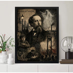 Cuadro Charles Dickens Arte Retro Obras Escritor Teatro Marco Negro
