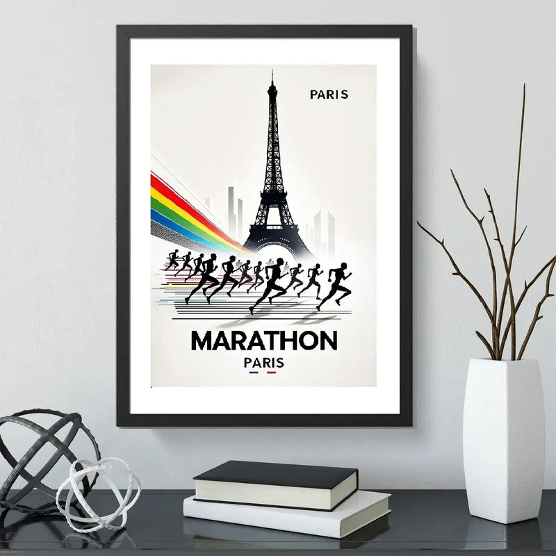 Cuadro Maratón Carrera Maratones Famosos Deporte Decoracion Carrera Maraton Paris Marco Negro