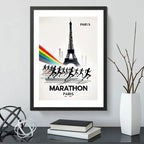 Cuadro Maratón Carrera Maratones Famosos Deporte Decoracion Carrera Maraton Paris Marco Negro