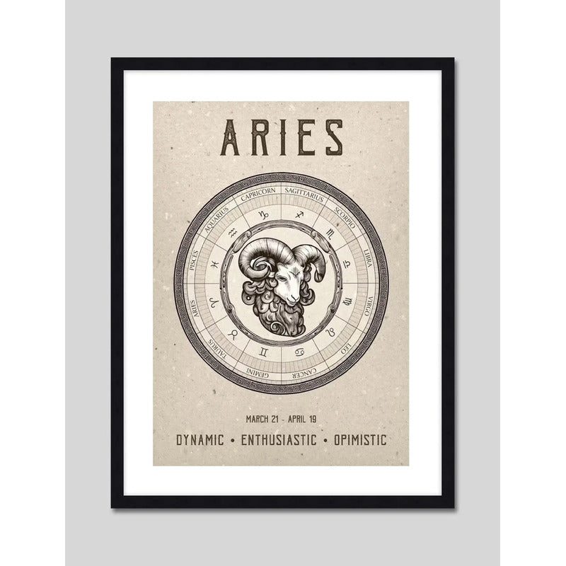 Cuadro Aries Signo Astrologia Horoscopo Zodiaco Decoracion Marco Negro