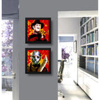 Set 2 Cuadros Freddy Krueger Jason Pelicula Terror - 33x33cm Marco Negro