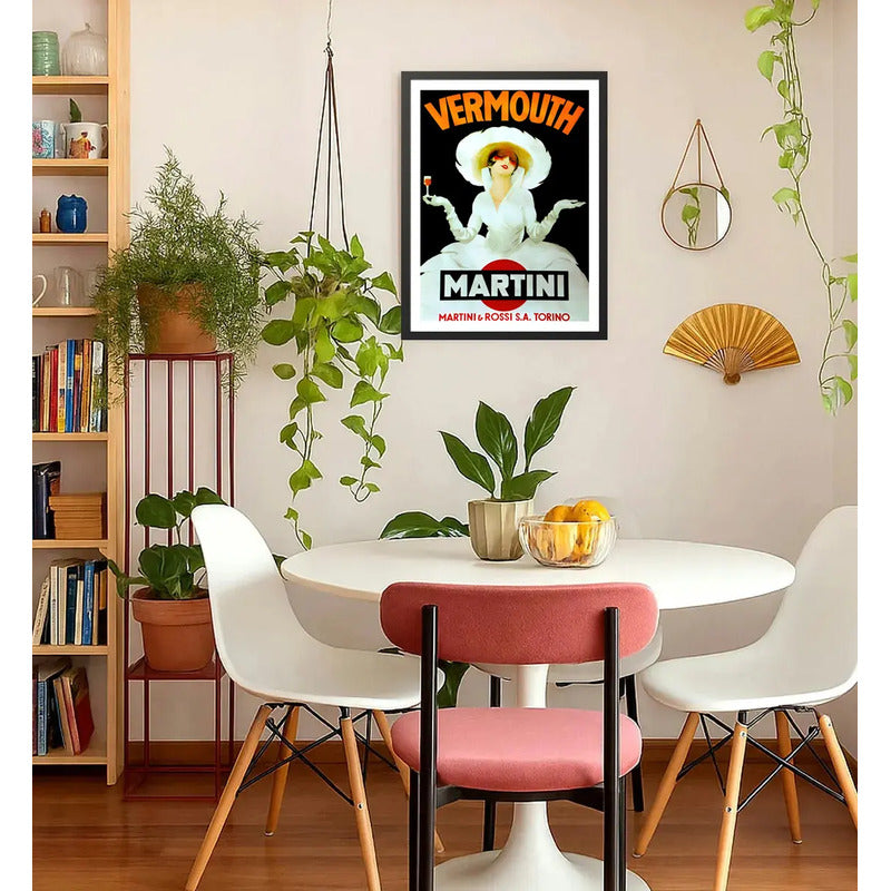 Cuadro Vermut Martini Vermouth Licor Retro Cocina Decoracion Marco Negro
