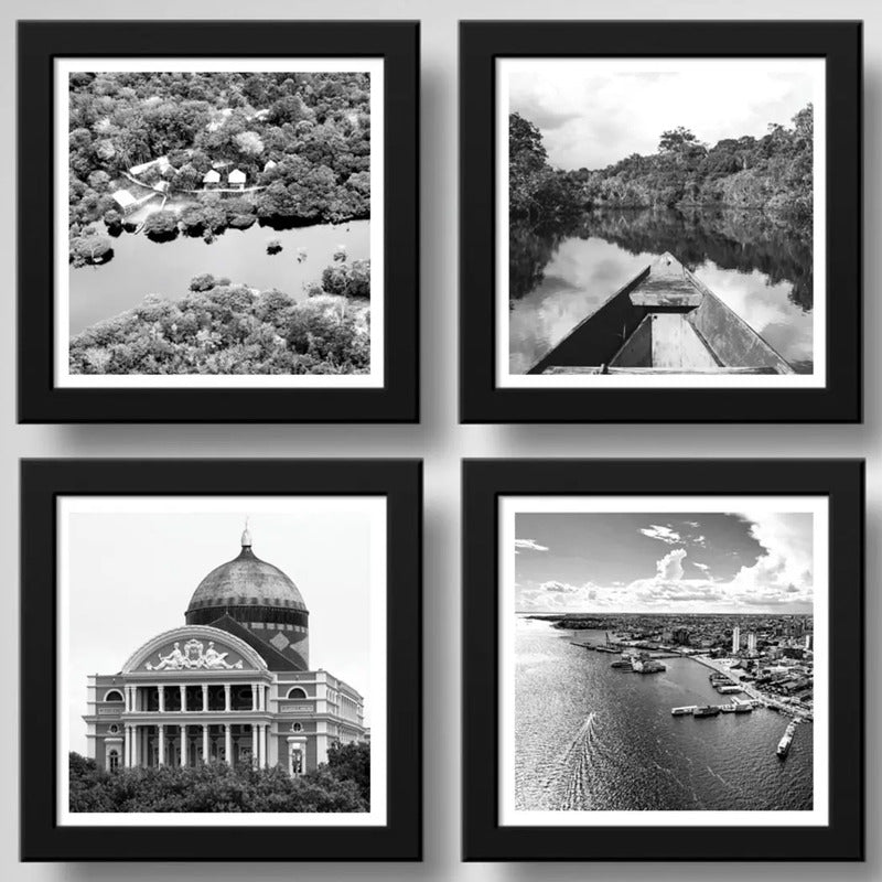 Set 4 Cuadros Manaus Amazonas Rio Selva Brasil Amazonia