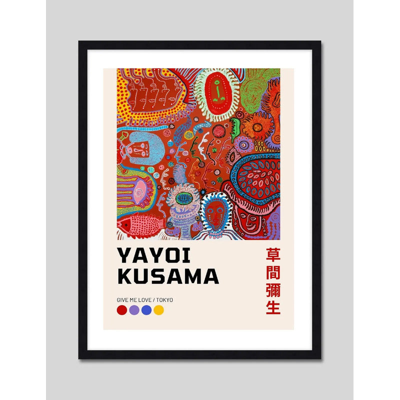 Cuadro Yayoi Kusama Arte Japones Exposición Obras Decoracion Yayoi Kusama Give Me Love Marco Negro