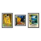 Set 3 Cuadros Para Living Cocina Estudio Famous Artists Gustav Klimt Van Gogh Picasso Con Marco Negro