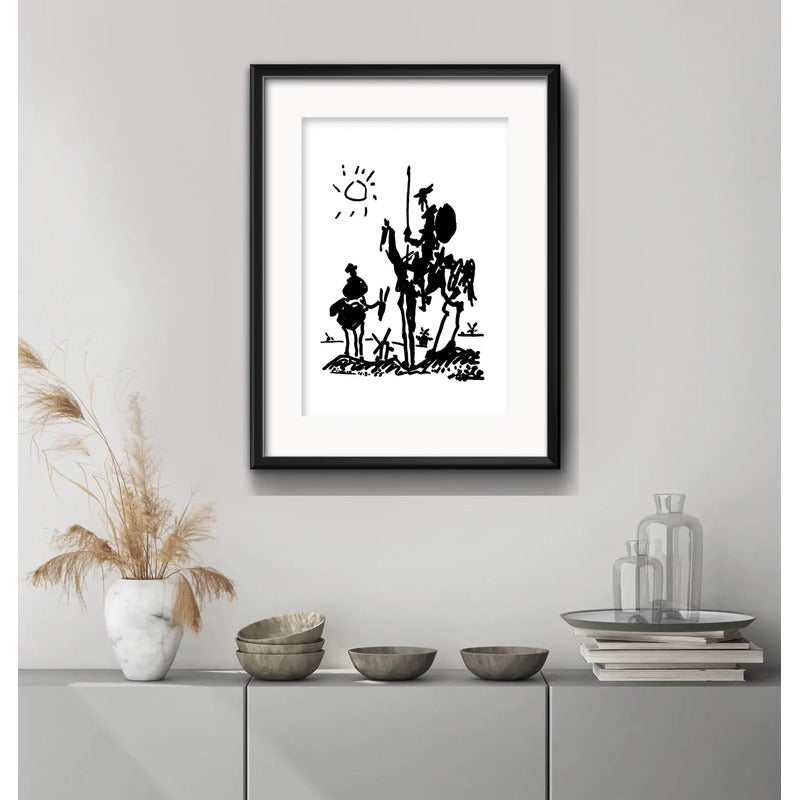 Cuadro Pablo Picasso Don Quijote 53x43cm Con Paspartú Marco Negro