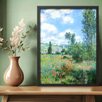 Cuadro Claude Monet Camino En El Campo De Amapolas Flores Marco Negro