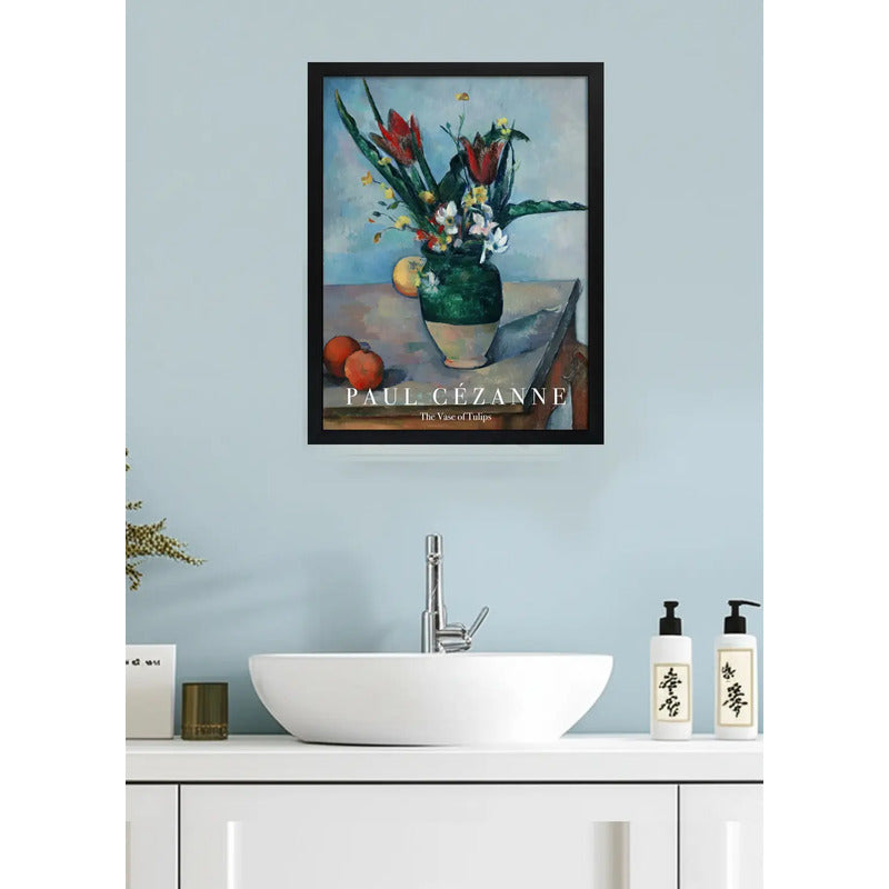 Cuadro Dormitorio Living Paul Cézanne El Jarrón De Tulipanes Marco Negro