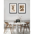Set 2 Cuadros Living Tonos Marron Hojas 53x43cm Con Paspartu Marco Negro