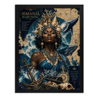 Cuadro Iemanja Diosa Del Mar Corona Ancla Orixa Umbanda Arte Marco Negro