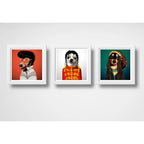 Set 3 Cuadros Perro Elvis Michal Jackson Bob Marley Pop Art