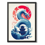 Cuadro Dragón Oriental Arte Japonés Anime Tattoo Decoracion Dragon 2 Marco Negro