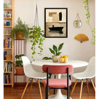 Cuadro Dormitorio Living Boho Abstracto Barcos Tonos Neutros Marco Negro