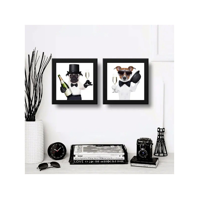 Set 2 Cuadros Perro Champagne Fiesta Cocina Pet Decoracion