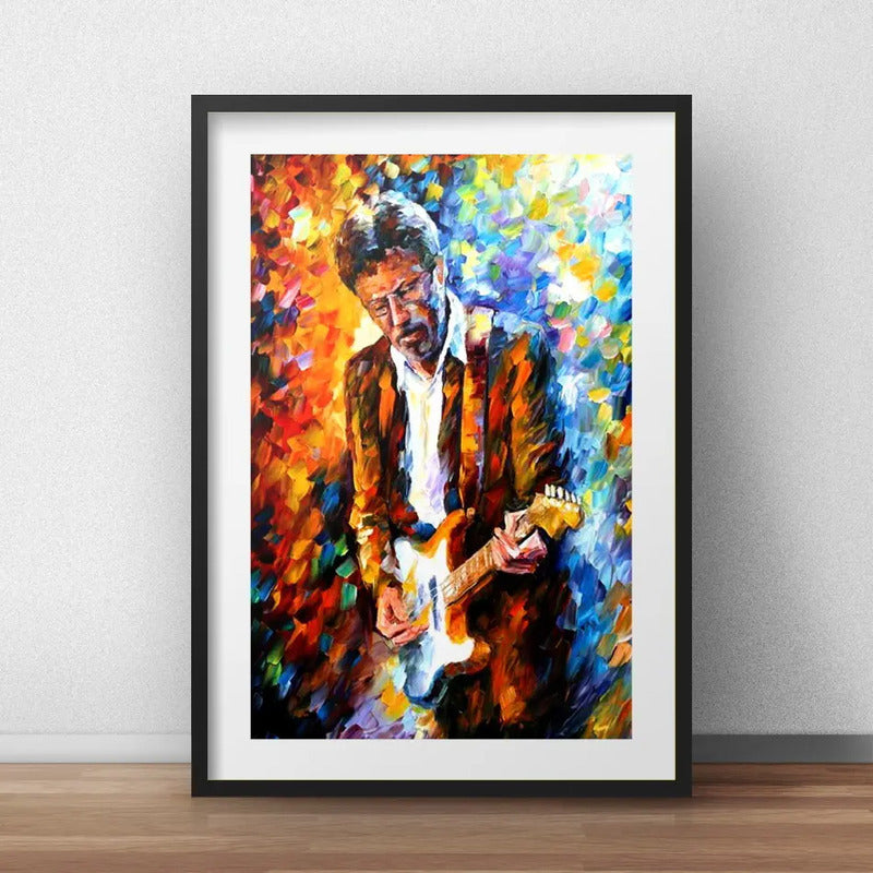 Cuadro Eric Clapton Pop Art Guitarra Decoracion Con Paspartú Marco Negro