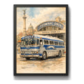 Cuadro Onda Ómnibus Autobuses Uruguay Buso Vintage Retro Frente A Su Terminal Negro