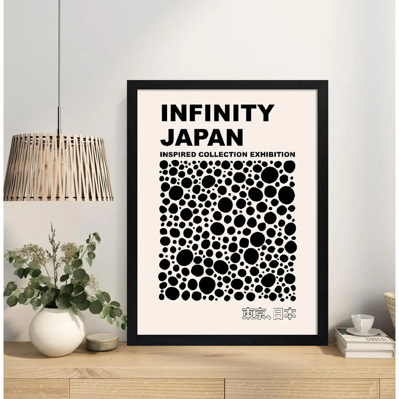 Cuadro Yayoi Kusama Infinity Dots Arte Japones Minimalista Yayoi Kusama Dots Blanco Y Negro Marco Negro