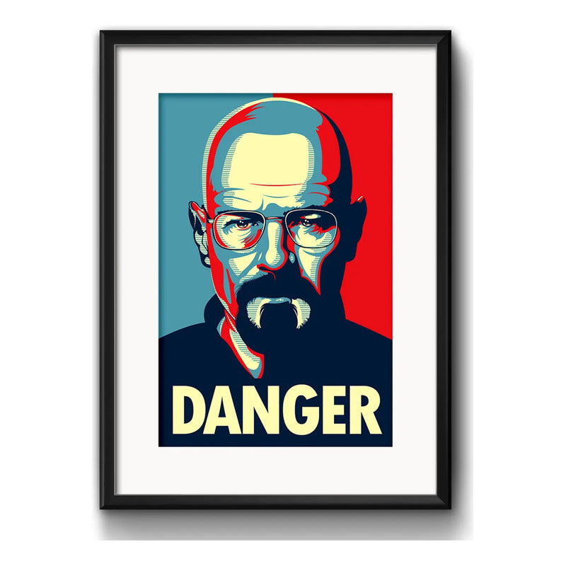 Cuadro Heisenberg Pop Art Danger Breaking Bad Con Paspartú Marco Negro