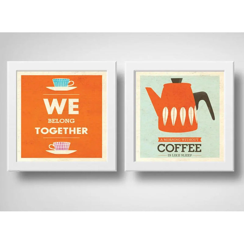 Set 2 Cuadros Cafe Cocina Escandinavo Pop Art Decoracion