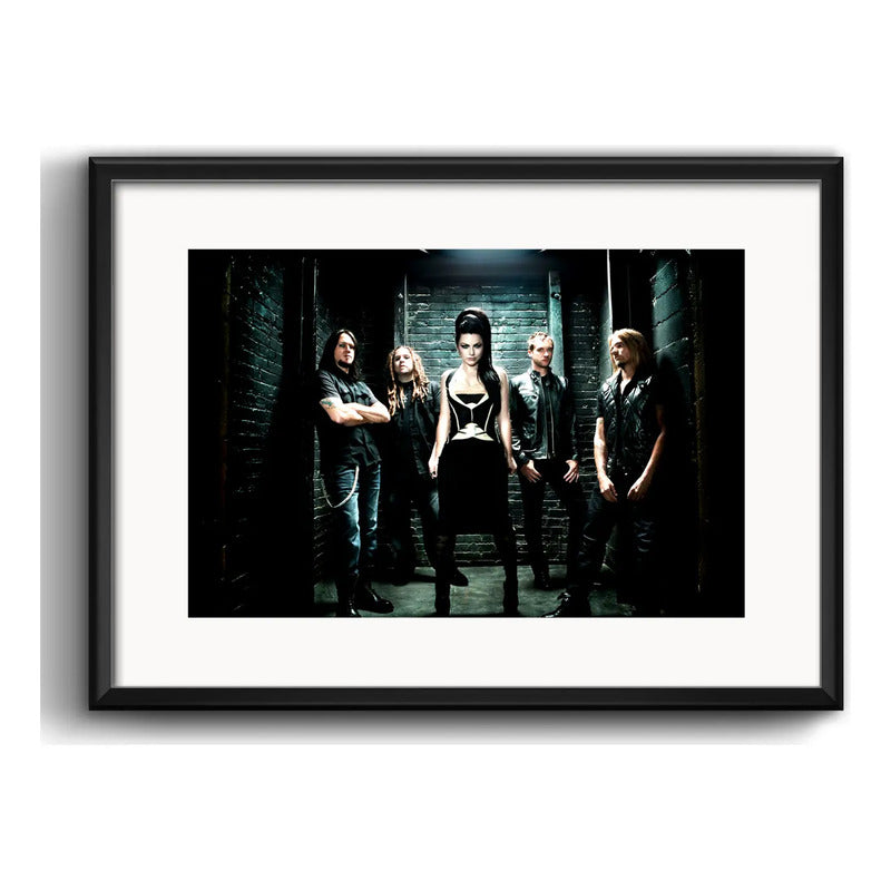 Cuadro Evanescence Metal Rock Banda Decoracion Con Paspartú Marco Negro