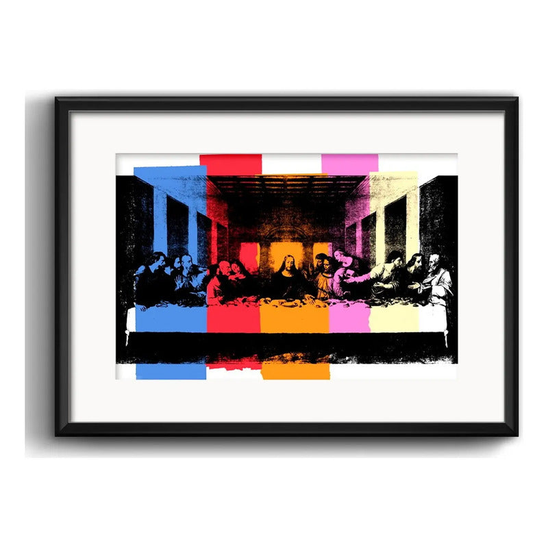 Cuadro Andy Warhol Pop Art Santa Cena Decoracion C/ Paspartu Marco Negro