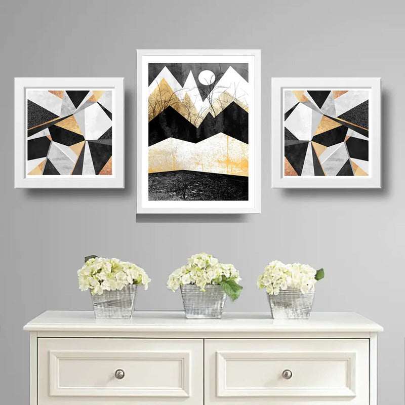 Set 3 Cuadros Geometrico Escandinavo Abstracto Decoracion B4