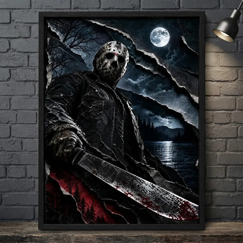 Cuadro Viernes 13 Friday Pelicula Jason Terror Efecto 3d Marco Negro