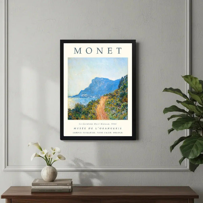 Cuadro Living Dormitorio Claude Monet La Corniche Monaco Art Marco Negro