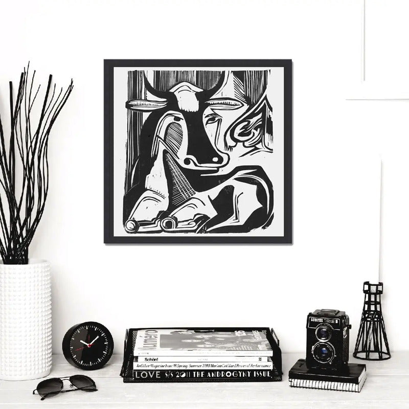 Cuadro Para Living Cocina Estudio Decoracion Moderna Black La Vaca Grande Ernst Kirchner Blanco Y Negro Con Marco Negro