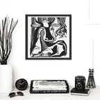 Cuadro Para Living Cocina Estudio Decoracion Moderna Black La Vaca Grande Ernst Kirchner Blanco Y Negro Con Marco Negro