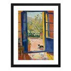 Cuadro Dormitorio Living Matisse Gato Puerta Azul Arte Marco Negro