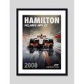 Cuadro Hamilton Mclaren Formula 1 Auto Carrera 2008 Arte Marco Negro
