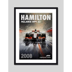 Cuadro Hamilton Mclaren Formula 1 Auto Carrera 2008 Arte Marco Negro