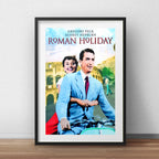 Cuadro Roma Holyday Audrey Hepburn Pelicula Con Paspartú Marco Negro