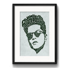 Cuadro Bruno Mars Letra Musica Decoracion Con Paspartú Marco Negro
