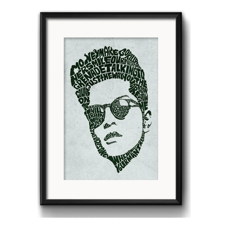 Cuadro Bruno Mars Letra Musica Decoracion Con Paspartú Marco Negro