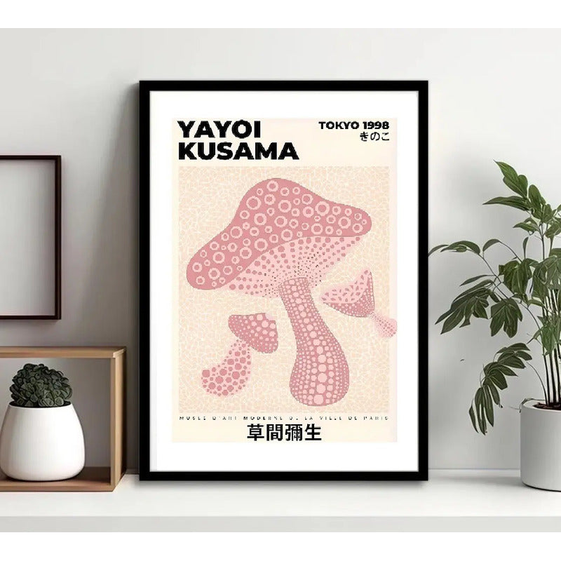 Cuadro Yayoi Kusama Cucumelo Hongos Tokyo Arte Japones Marco Negro