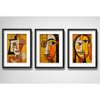 Set 3 Cuadros Picasso Expresión Del Ser 53x43cm Con Paspartu Marco Negro