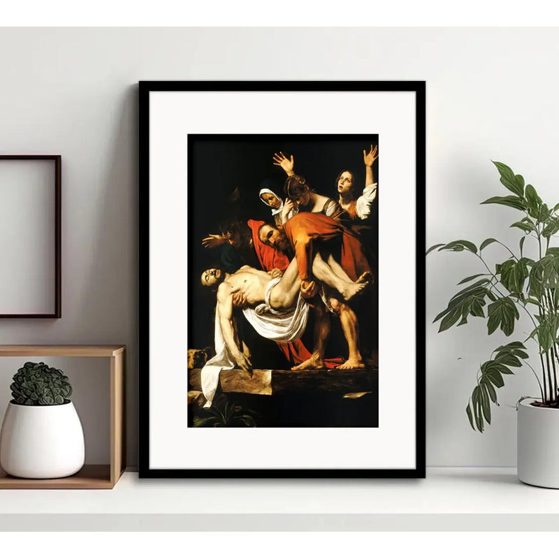 Cuadro Caravaggio Estilo Art Barroco Decoracion Con Paspartú La Sepultura De Cristo Con Marco Negro