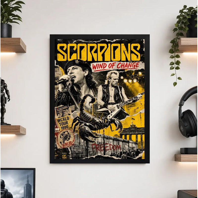 Cuadro Scorpions Wind Of Change Rock Arte Banda Musica Marco Negro