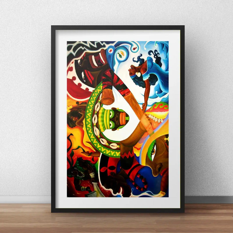 Cuadro 7 Orixas Umbanda Arte Decoracion Con Paspartú Marco Negro