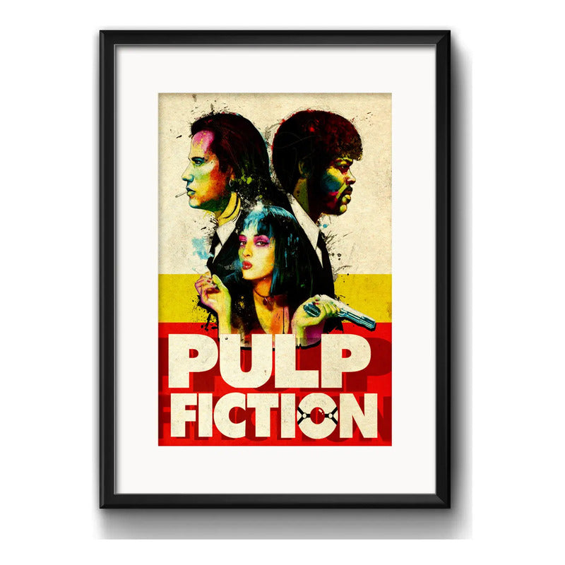 Cuadro Pulp Fiction Pop Art Colors Cine Decoracion Paspartú Marco Negro