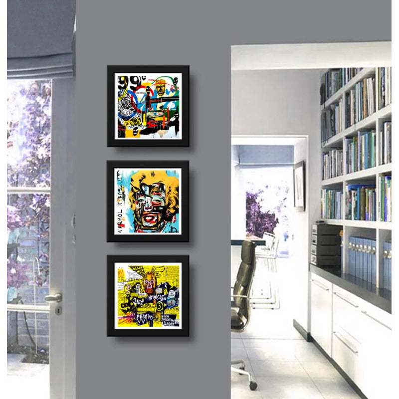 Set 3 Cuadros Basquiat Arte Urbano Monroe Decoración Hogar