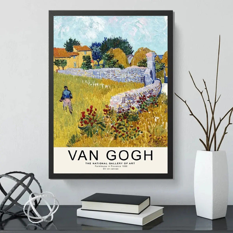 Cuadro Van Gogh Farmhouse Granja Obra Pintor Arte Decoracion Marco Negro