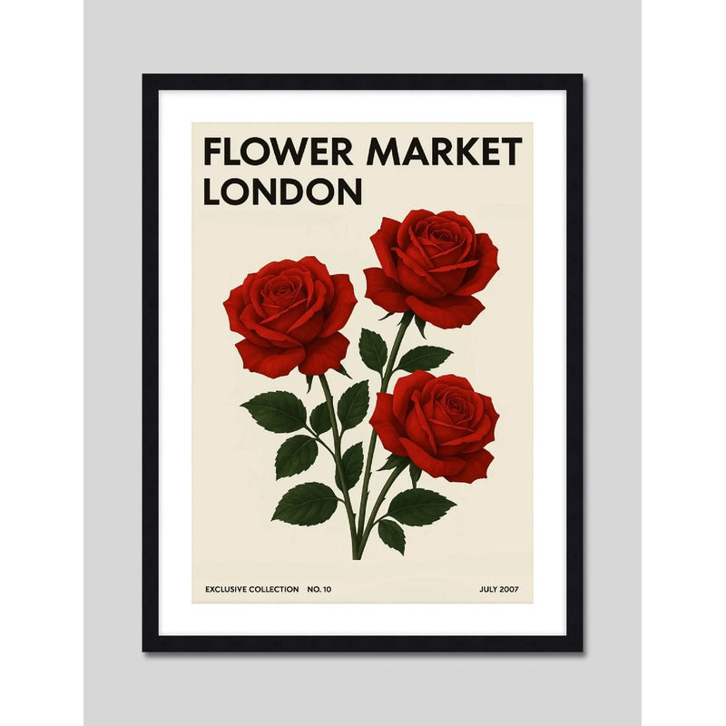 Cuadro Flower Market Flores Ciudades Art Botanico Decoracion Flower Market Londres 1 Marco Negro