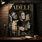 Cuadro Adele Cantante Inglesa Elementos Iconicos Musica Pop Marco Negro