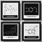 Set 4 Cuadros Formula Quimica Dopamina Endorfina Serotonina