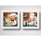 Set 2 Cuadros Chef Gourmet Vino Pasta Cocina Arte Decoracion