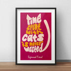 Cuadro Sigmund Freud Frase Gatos Decoracion Con Paspartú Marco Negro