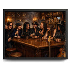 Cuadro Rockeros Famosos En El Bar Rock Stars 3 Retro 33x33cm Marco Negro
